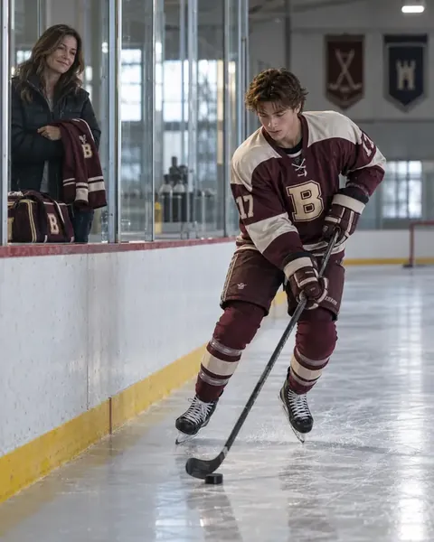 Hockey athlete working on skills at an empty rink